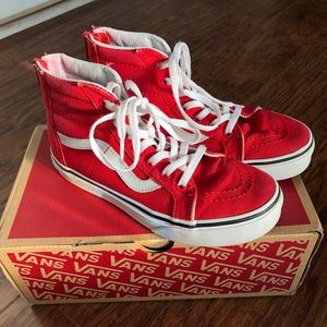 •VANS• SK8 HI-ZIP RED SNEAKERS